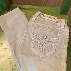 Rock Revival Light Teal Crop Jeans